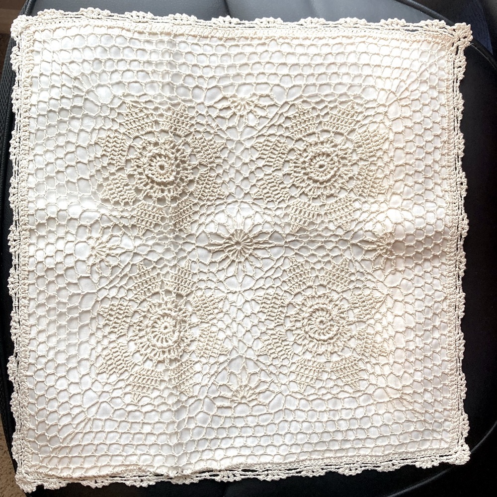 NWT: Hand crocheted pillow cover from St Thomas, vintage